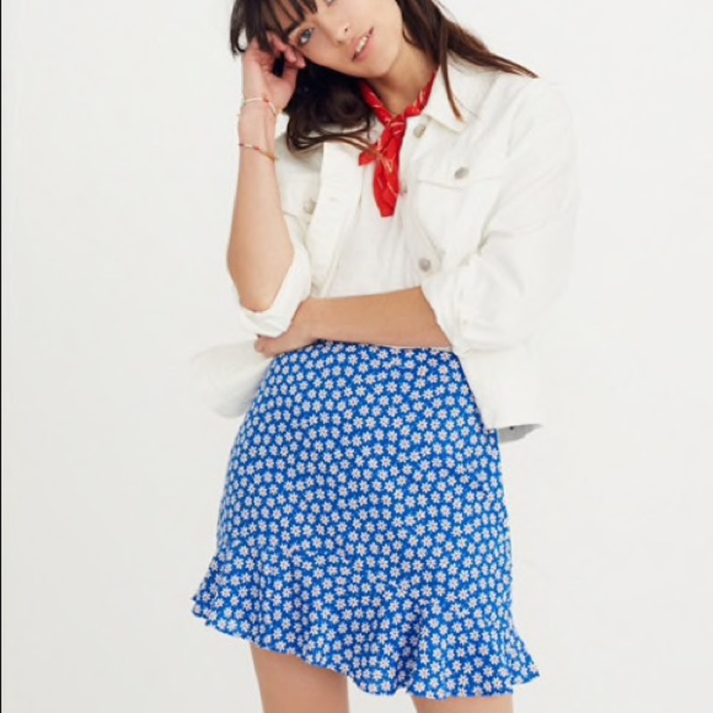 NWTS MADEWELL Ruffle Edge Skirt In Mini Daisy
